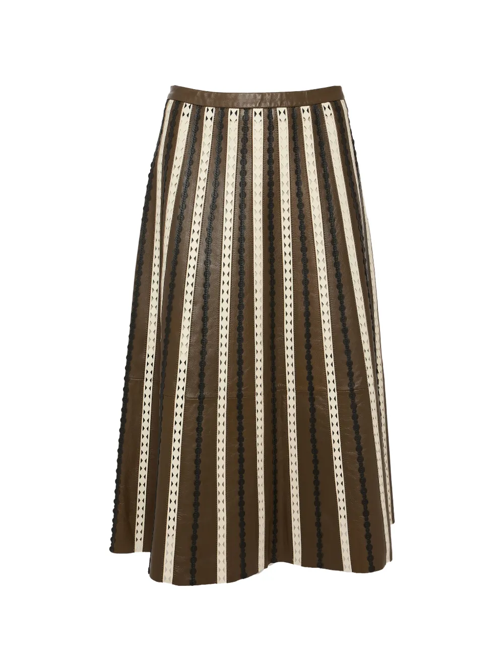 Yves Salomon Gonna midi in pelle - Marrone