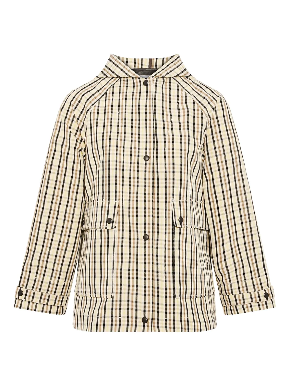 Yves Salomon Piumino a quadri con cappuccio - Toni neutri