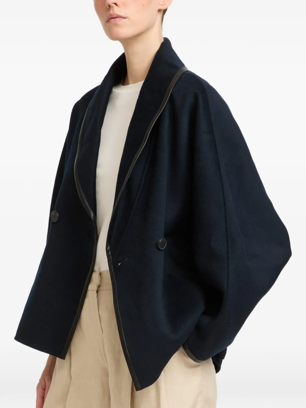 Yves Salomon Mantel met dubbele rij knopen Blauw