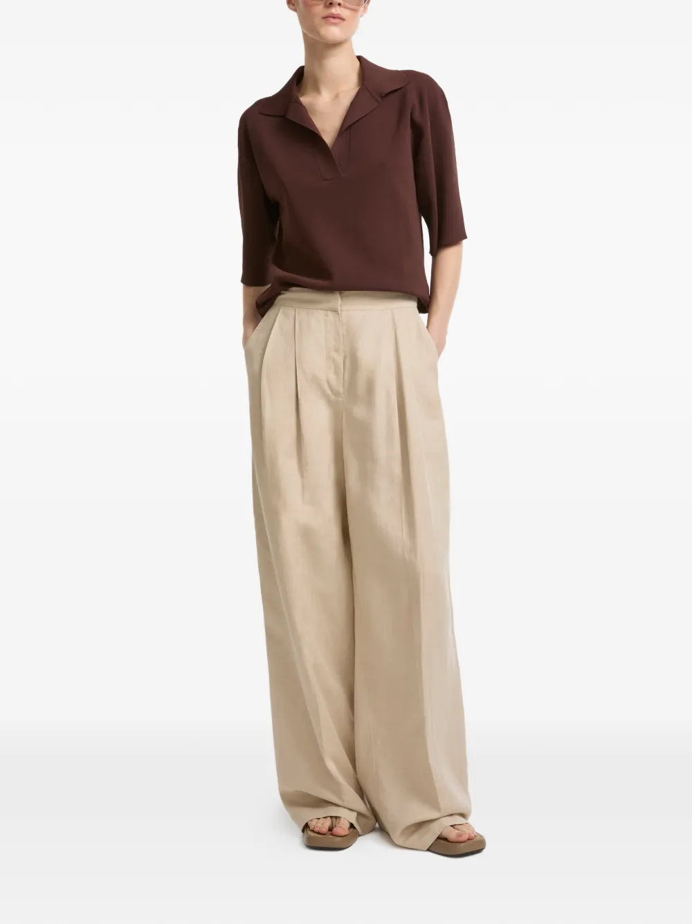 Yves Salomon Palazzo plooibroek Beige