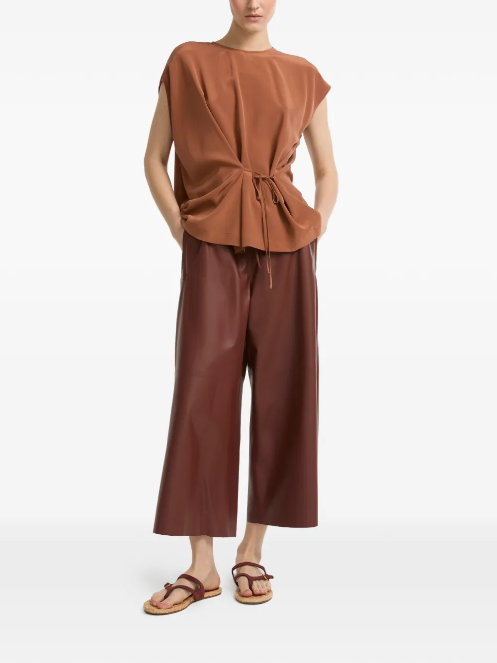 Yves Salomon Top met strikdetail Bruin
