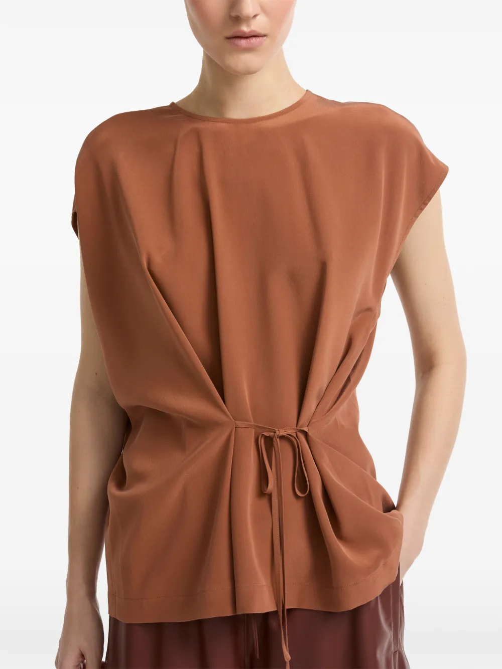 Yves Salomon Top met strikdetail Bruin
