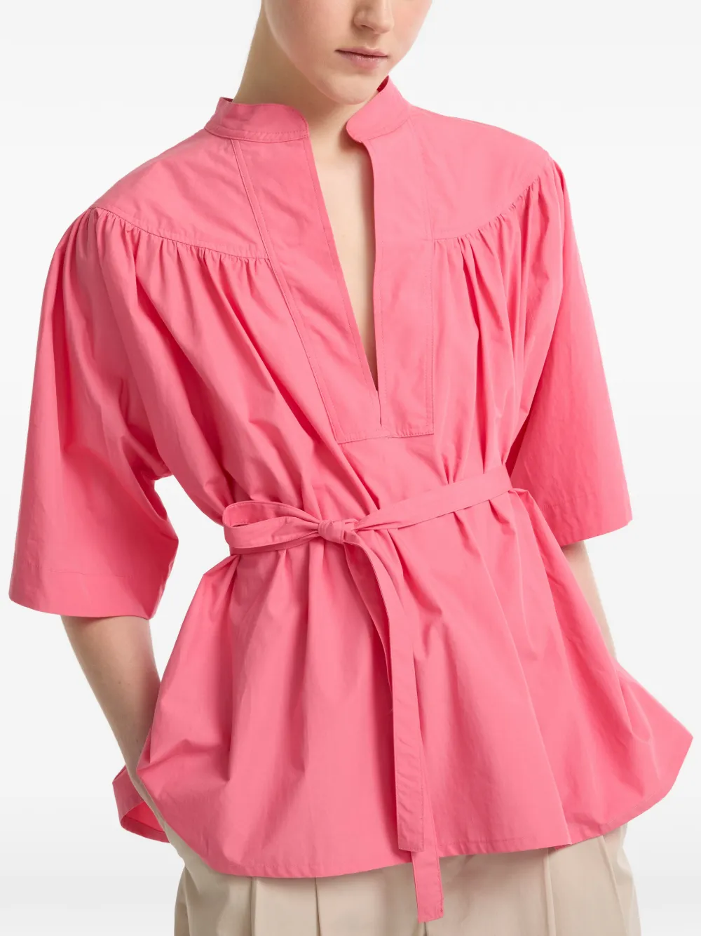 Yves Salomon Blouse met V-hals Roze