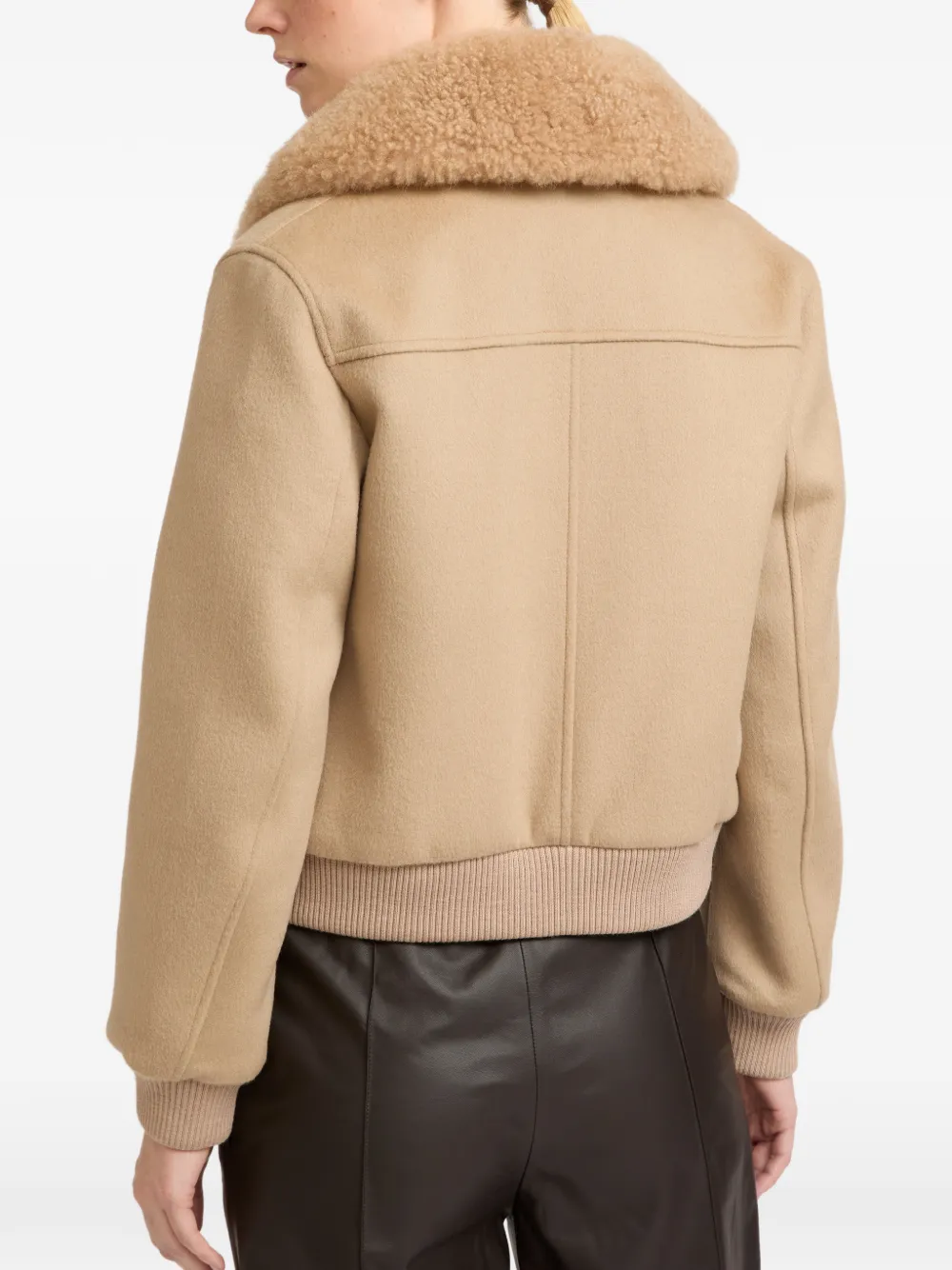 Yves Salomon Bomberjack met wollen kraag Beige