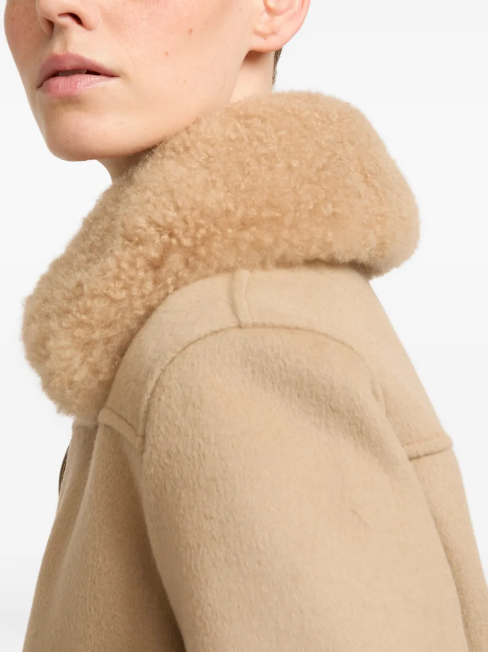 Yves Salomon Bomberjack met wollen kraag Beige