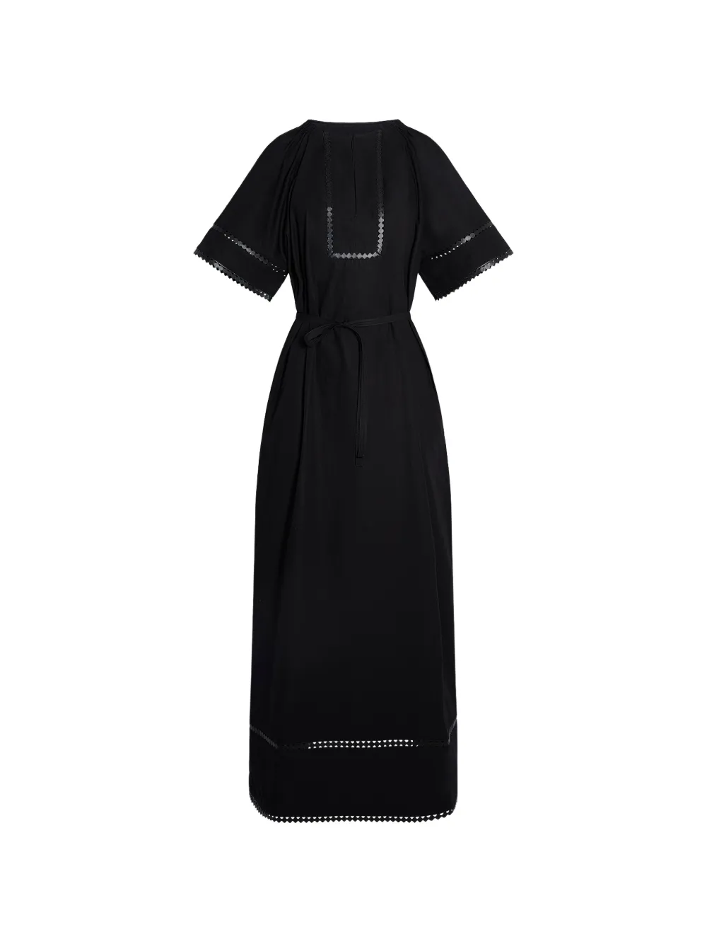Yves Salomon short-sleeve leather-detail maxi dress