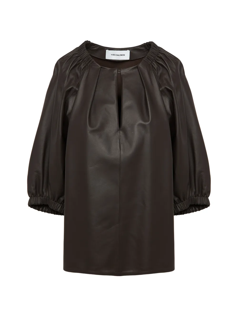 Yves Salomon flowing leather top - Marrone