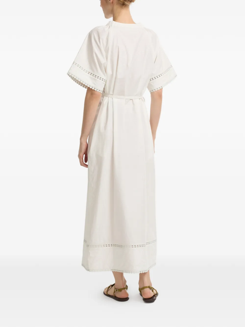 Yves Salomon Short-sleeve Poplin Midi Dress in Neutrals, view 3