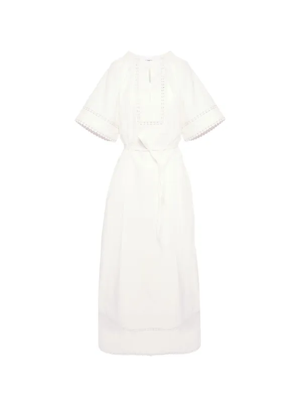 Yves Salomon Short-sleeve Poplin Midi Dress in Neutrals