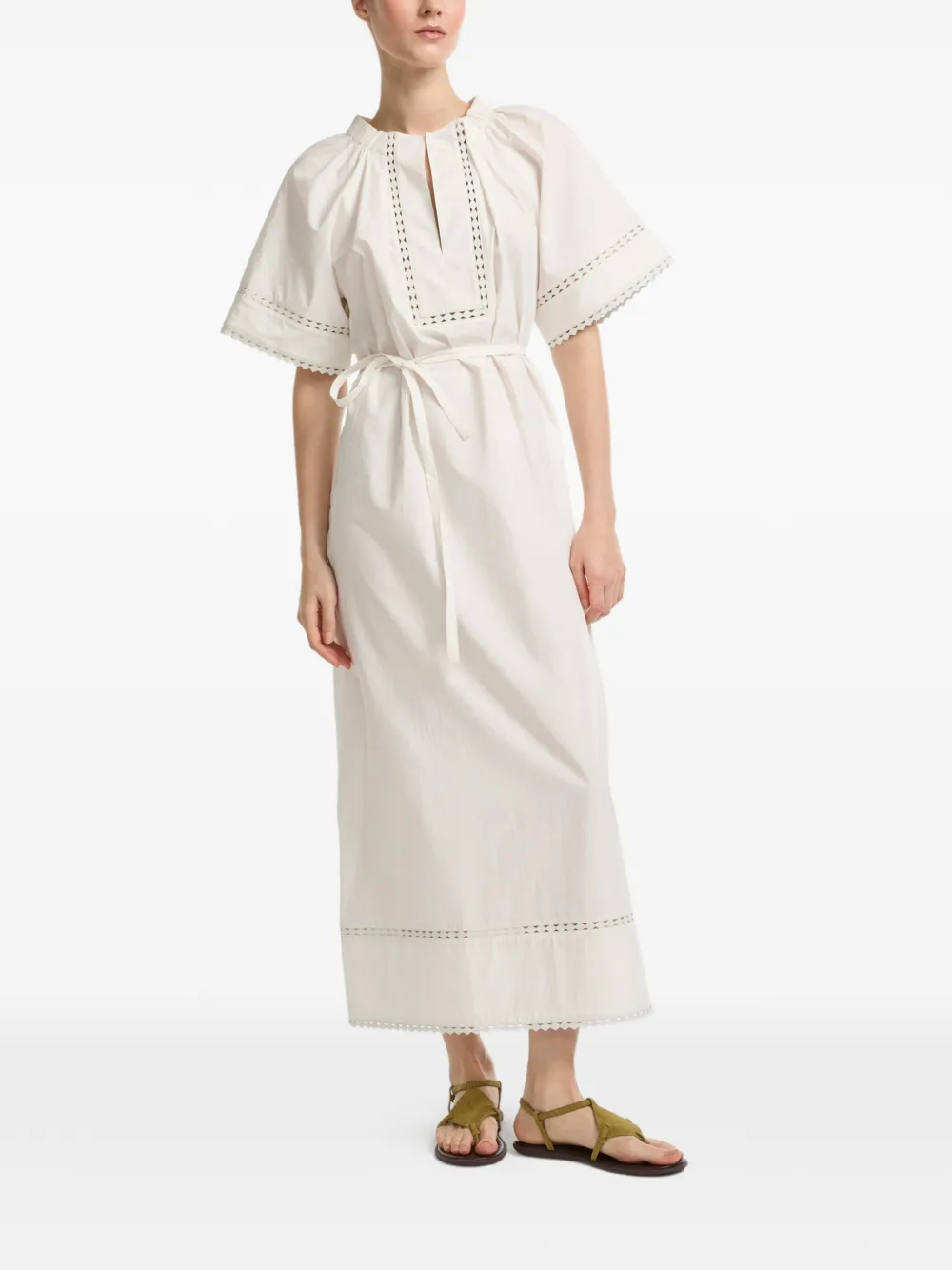 Yves Salomon Short-sleeve Poplin Midi Dress in Neutrals, view 2