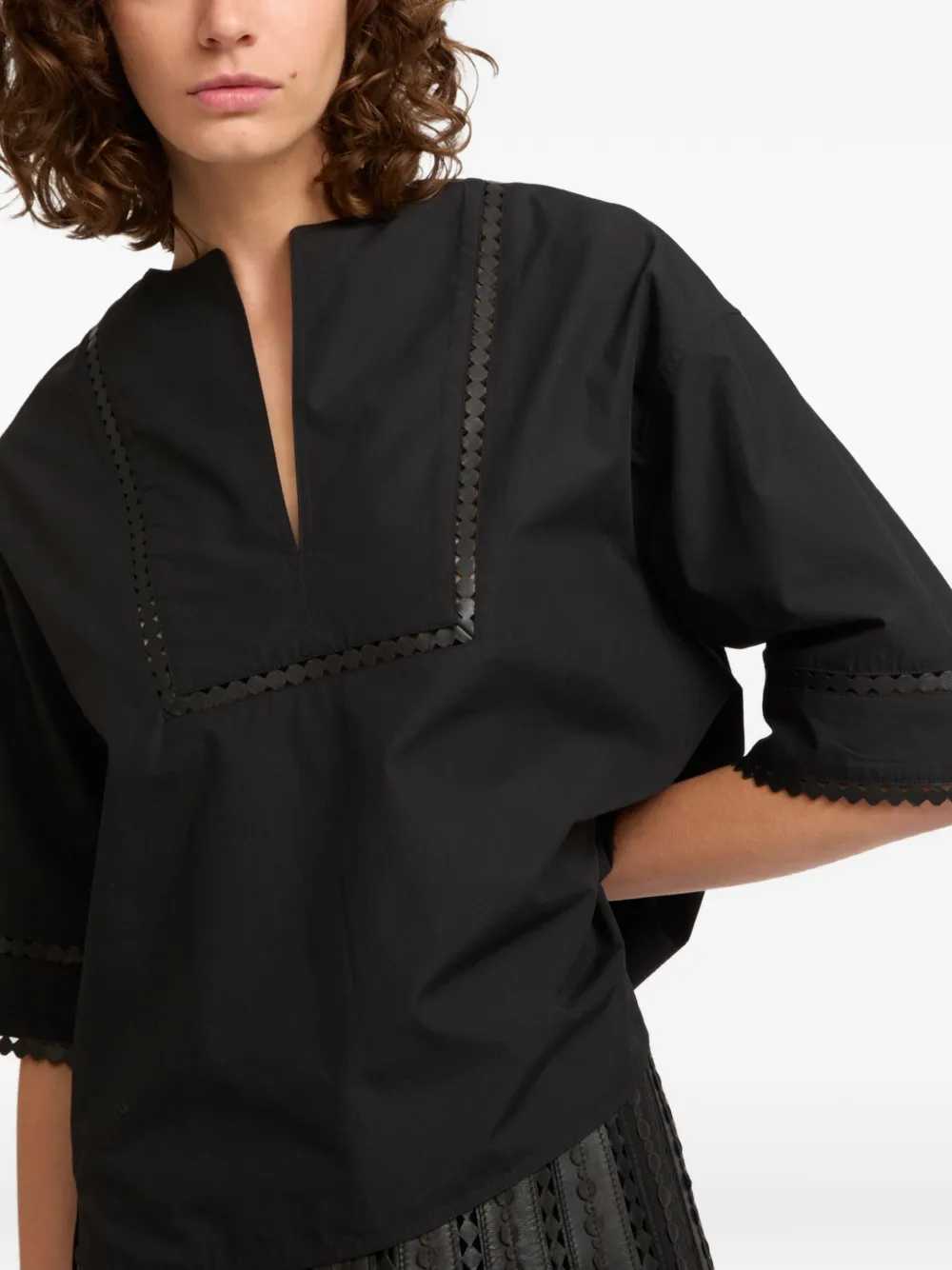 Yves Salomon Blouse met korte mouwen Zwart