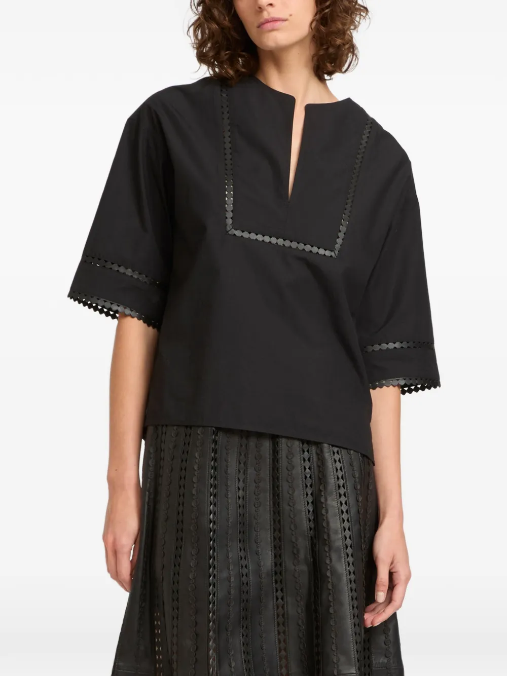 Yves Salomon Blouse met korte mouwen Zwart