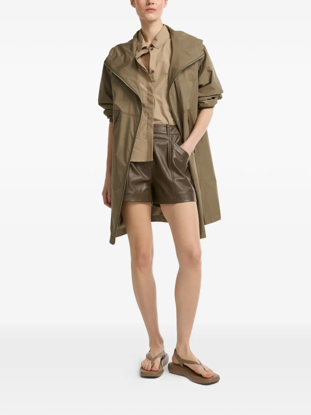  Yves Salomon Hooded Coat - Green 