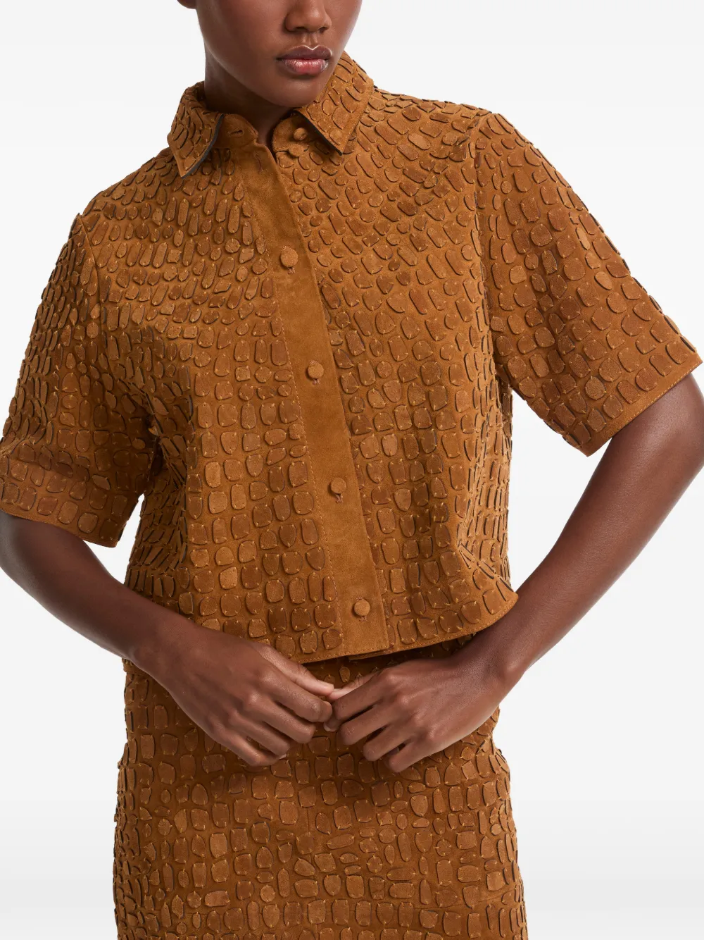 Yves Salomon Blouse met korte mouwen Bruin
