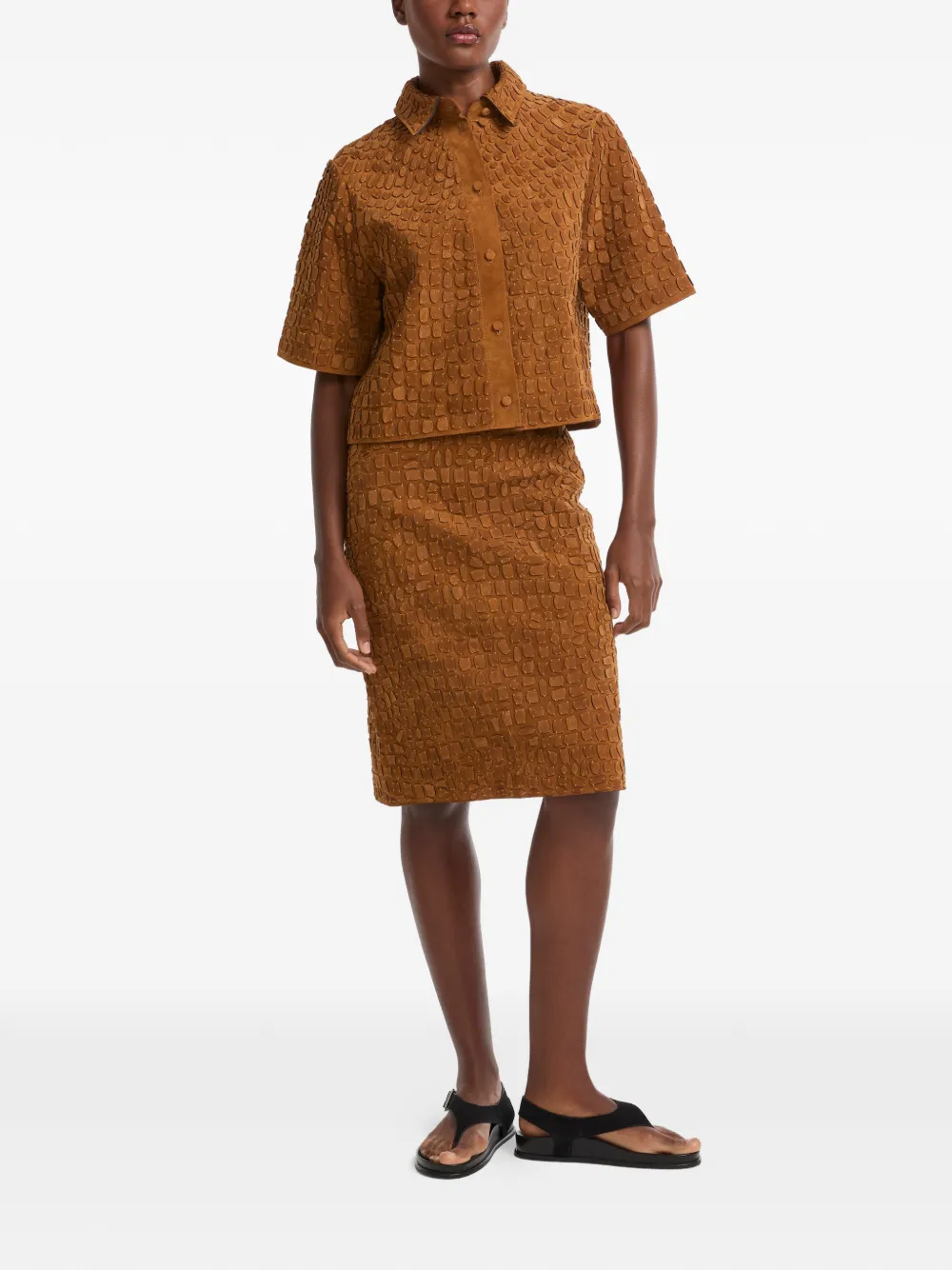 Yves Salomon Blouse met korte mouwen Bruin