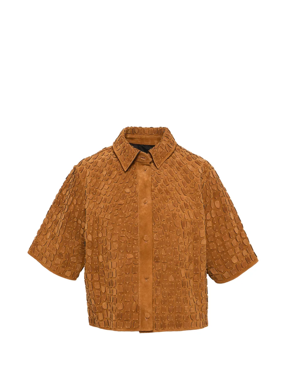 Yves Salomon suede short-sleeve shirt - Marrone