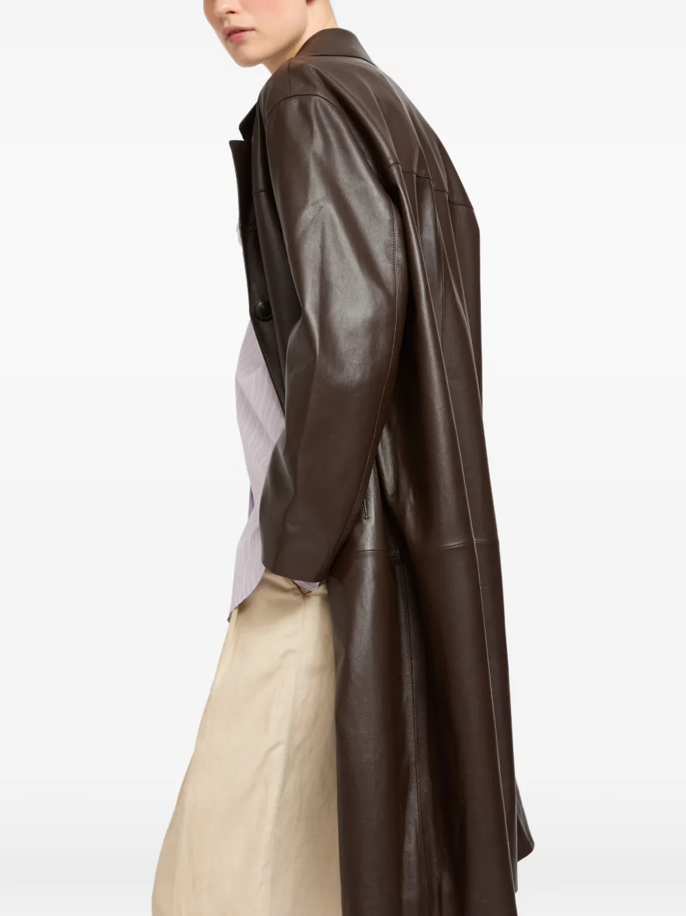 Yves Salomon Straight leren jas Bruin
