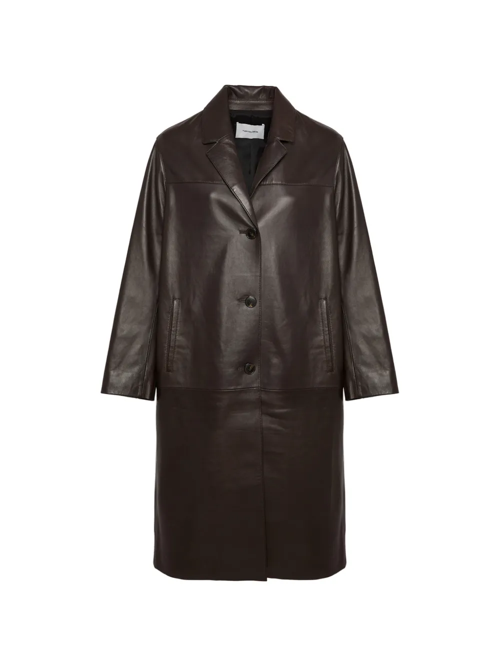 Yves Salomon straight leather coat - Marrone