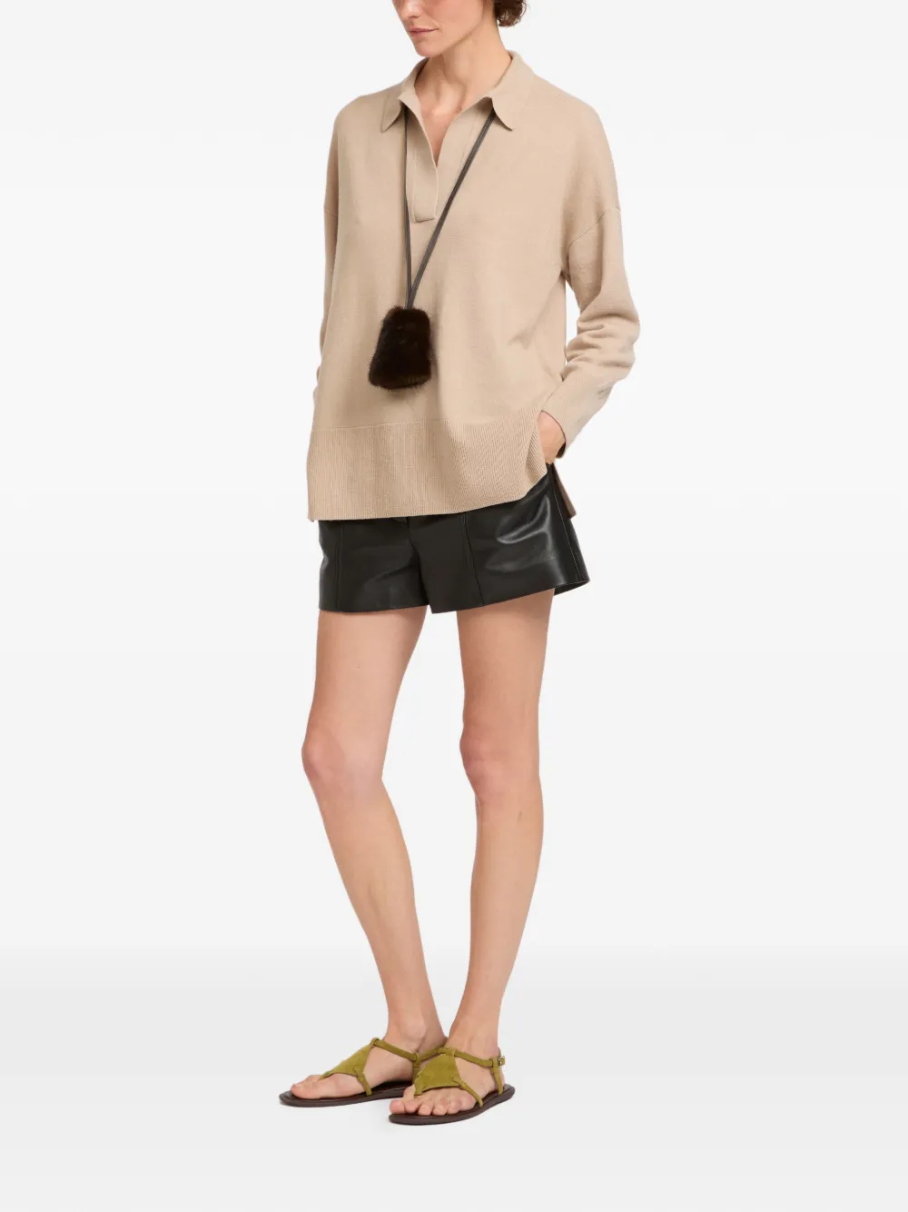 Yves Salomon Gebreide top Beige