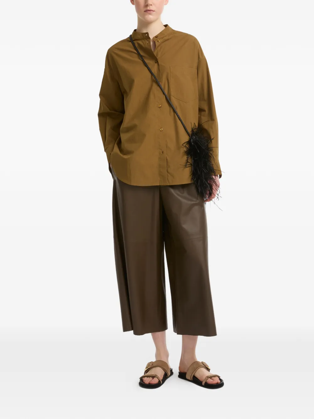 Yves Salomon Popeline blouse met lange mouwen Bruin