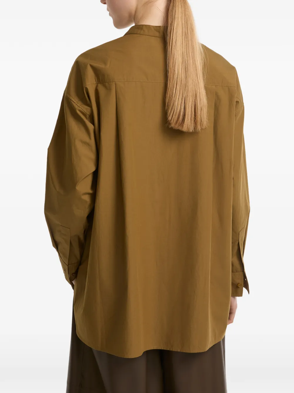 Yves Salomon Popeline blouse met lange mouwen Bruin