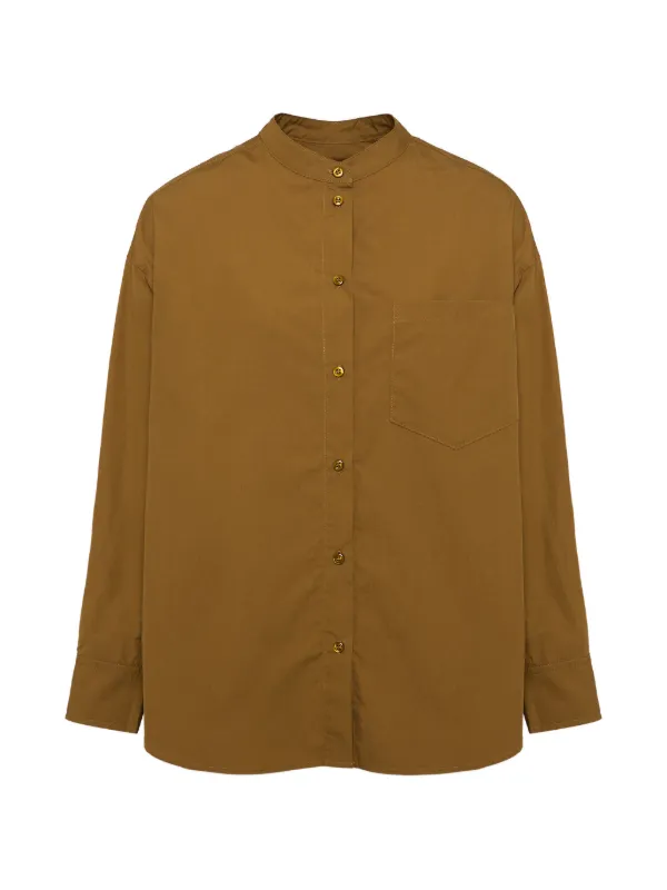 Yves Salomon Long-sleeve Poplin Shirt in Brown