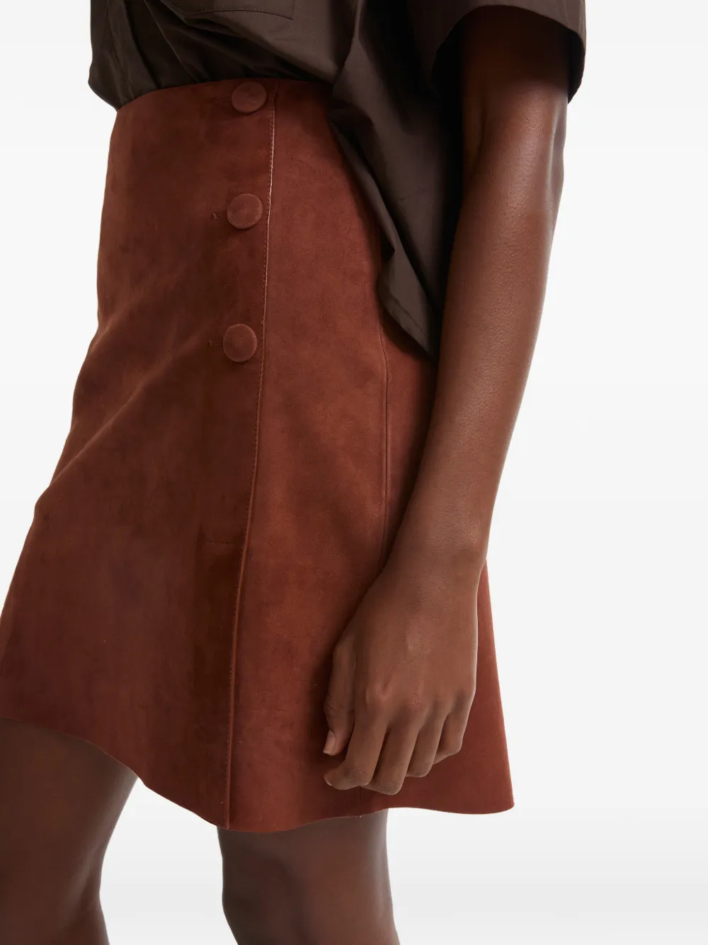 Yves Salomon Dubbelzijdige mini-rok met knopen Bruin
