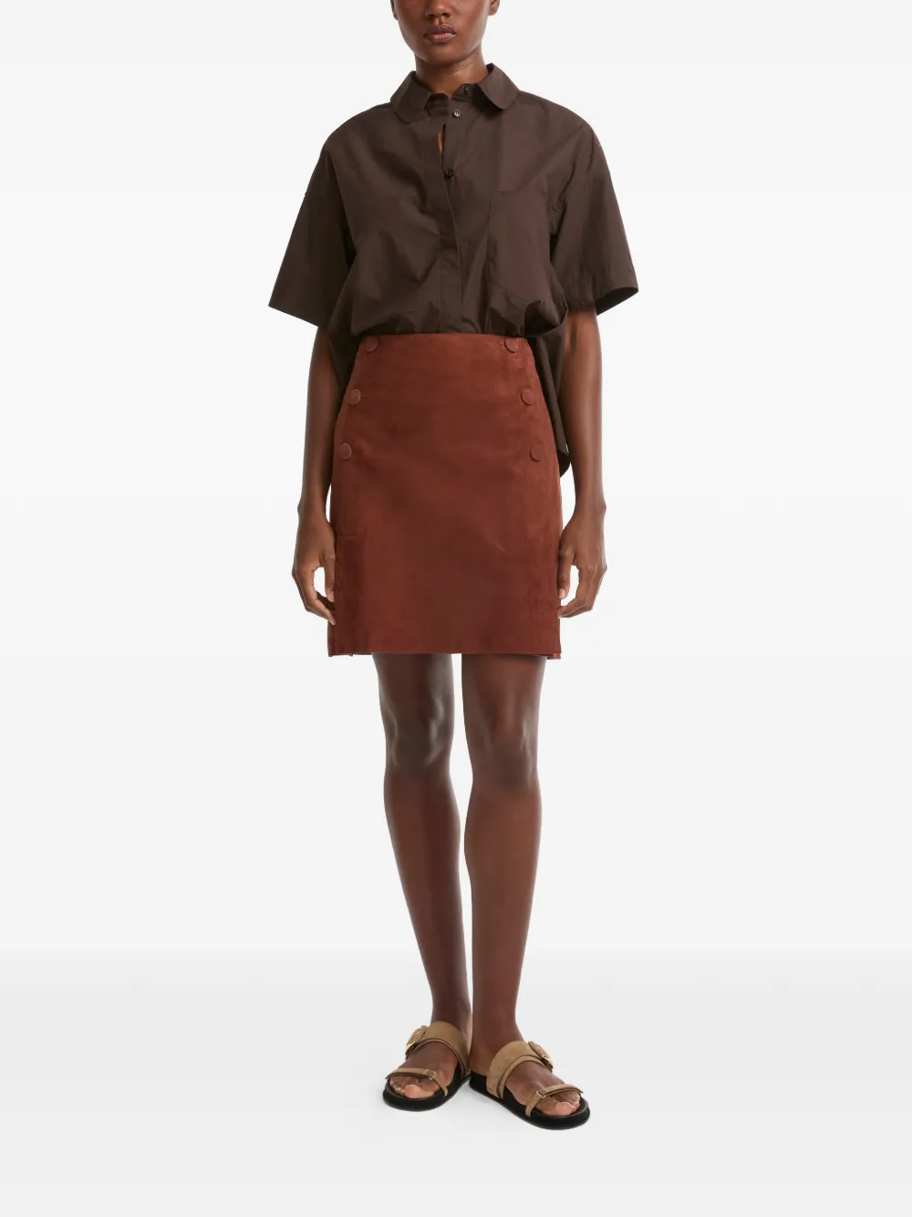 Yves Salomon Dubbelzijdige mini-rok met knopen Bruin