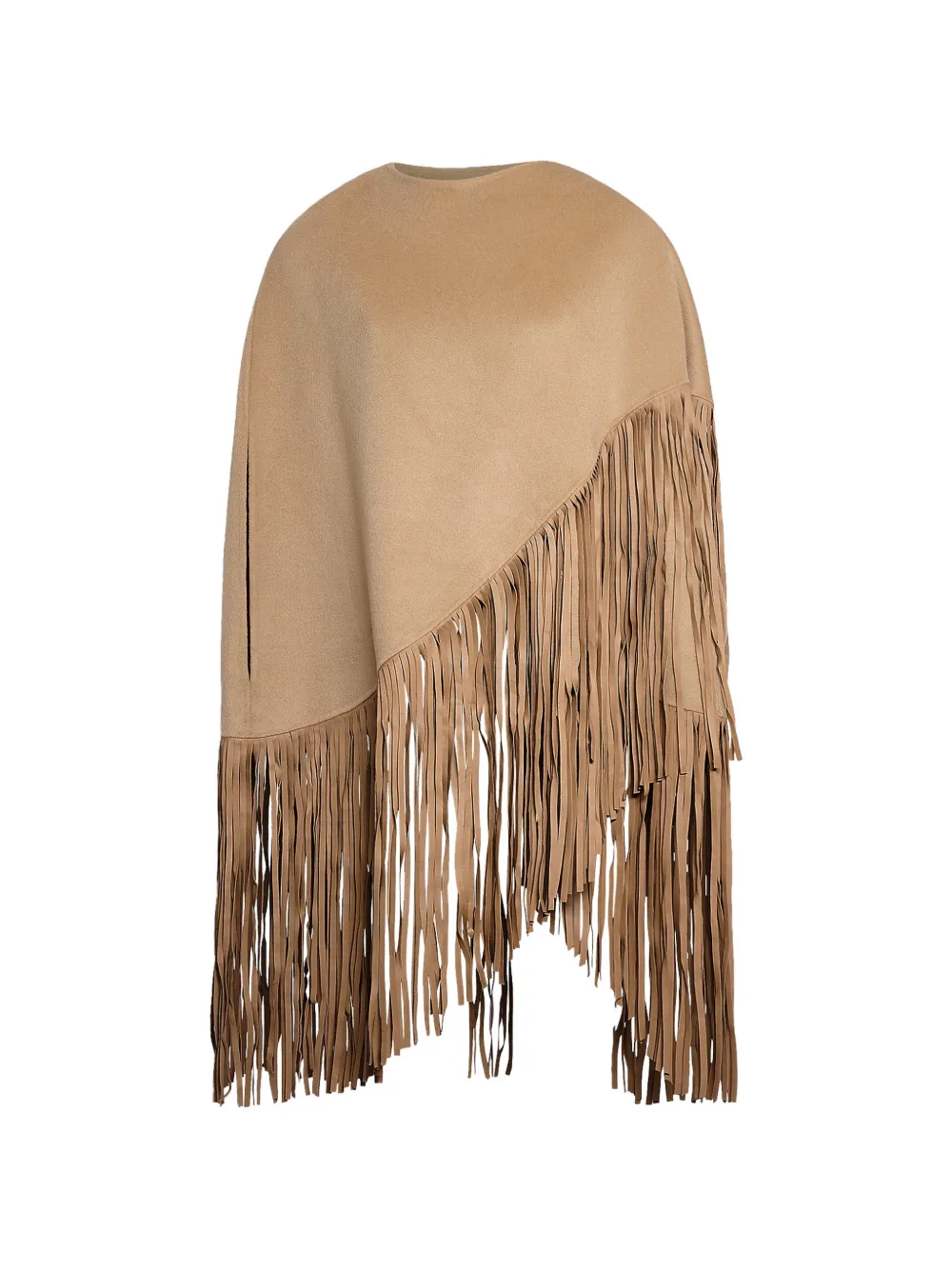 Yves Salomon asymmetrical fringed cape - Braun