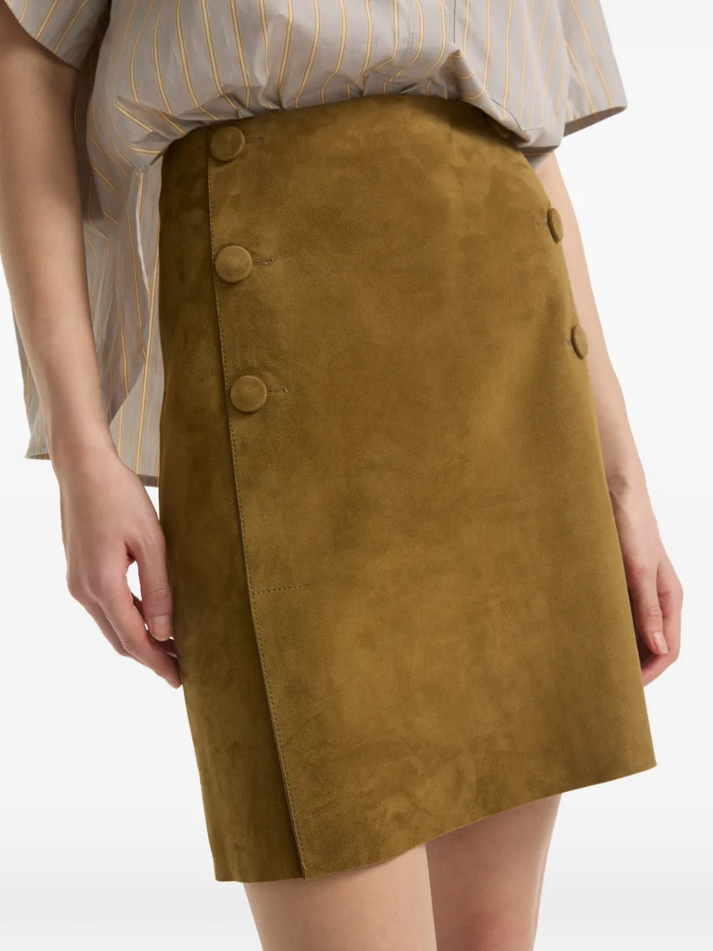 Yves Salomon Dubbelzijdige mini-rok met knopen Bruin