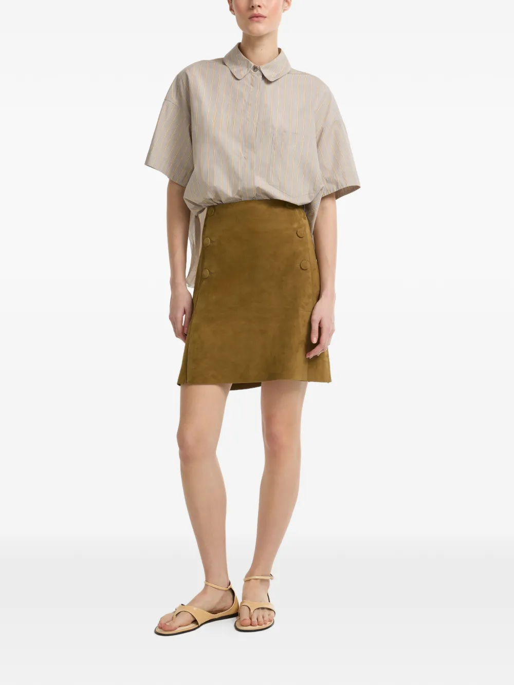 Yves Salomon Dubbelzijdige mini-rok met knopen Bruin