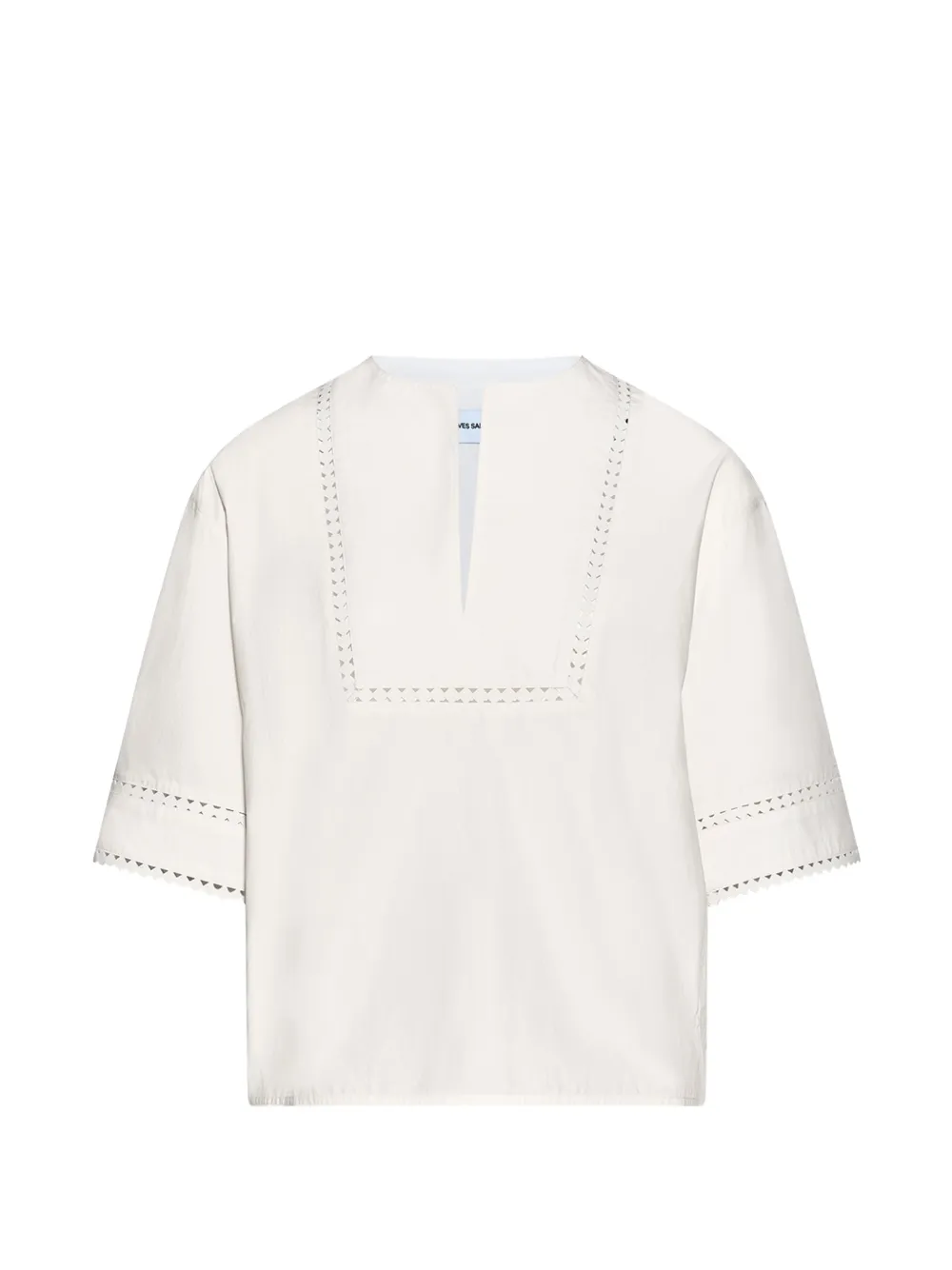 Yves Salomon Blusa con dettaglio in pelle - Bianco