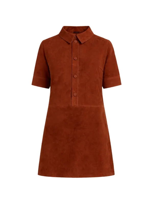Yves Salomon Double-sided Buttoned Lambskin Mini Dress in Brown