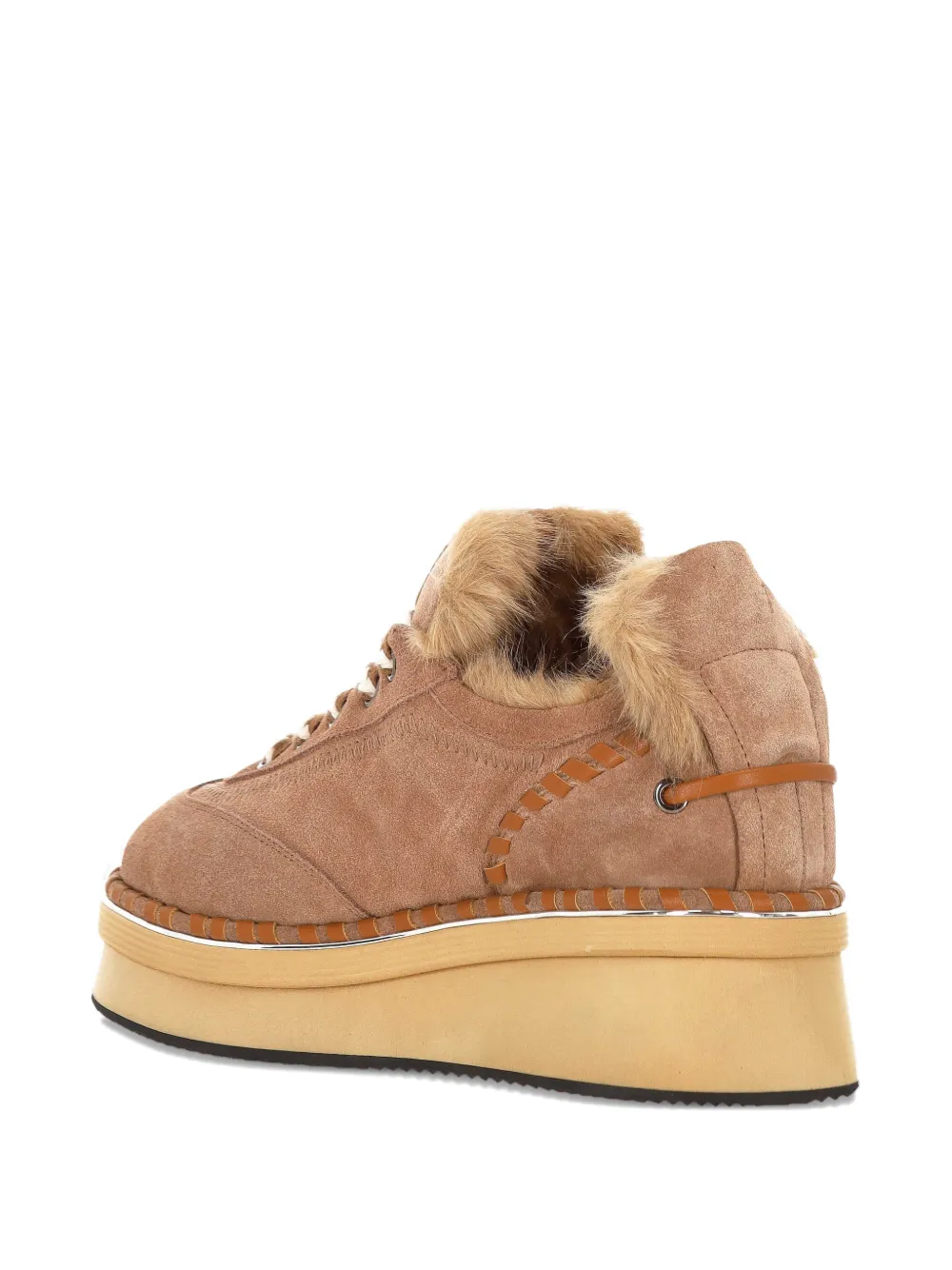 Elvio Zanon Panto Snow fur platform sneakers Bruin