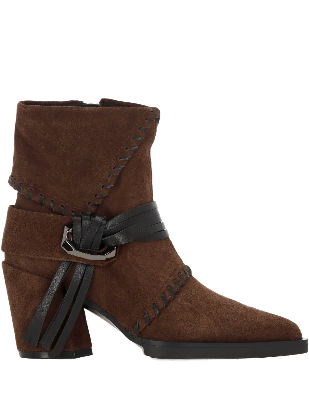 Elvio Zanon Indi Blea stitched-buckled leather ankle boots Bruin