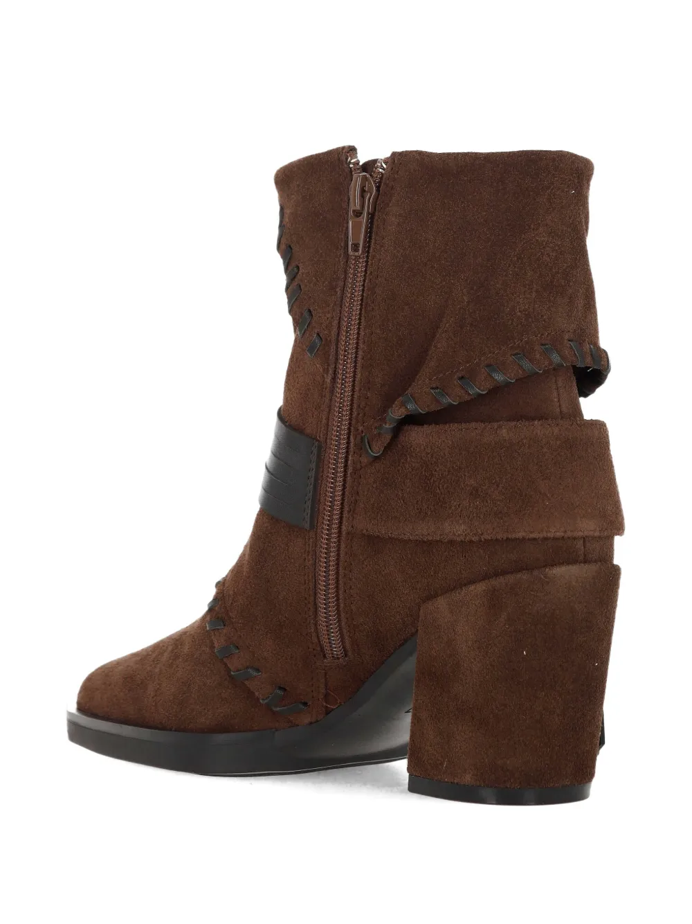 Elvio Zanon Indi Blea stitched-buckled leather ankle boots Bruin