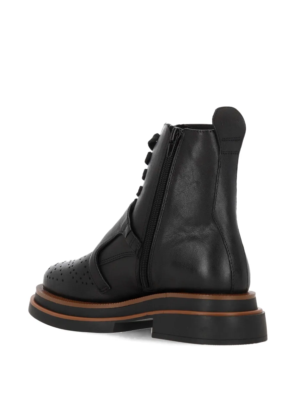 Elvio Zanon Geperforeerde leren laarzen met gesp Zwart
