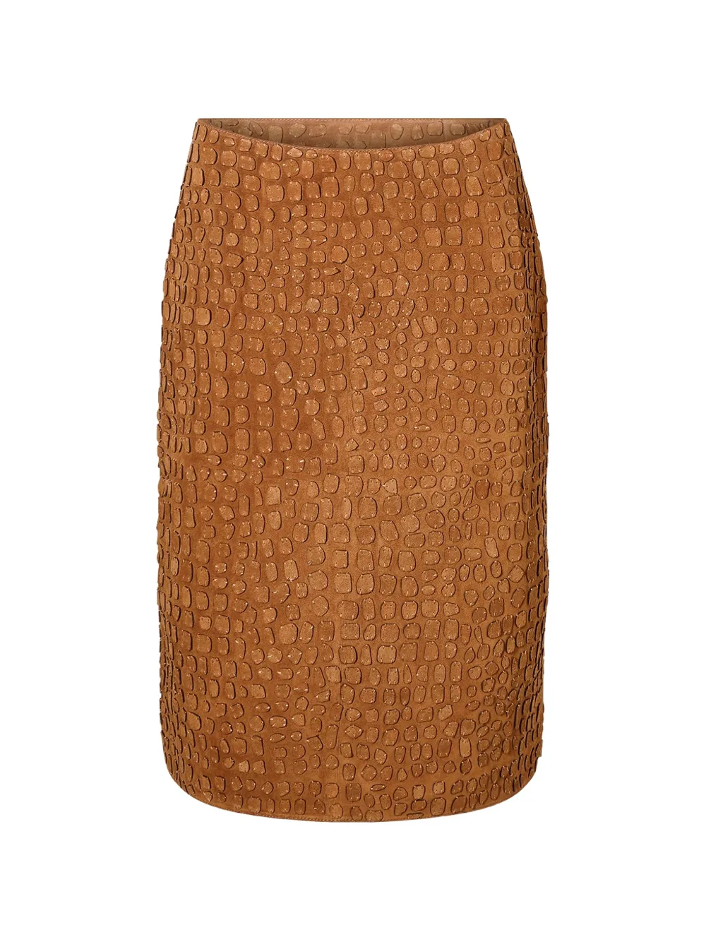 Yves Salomon crocodile-effect midi skirt - Marrone