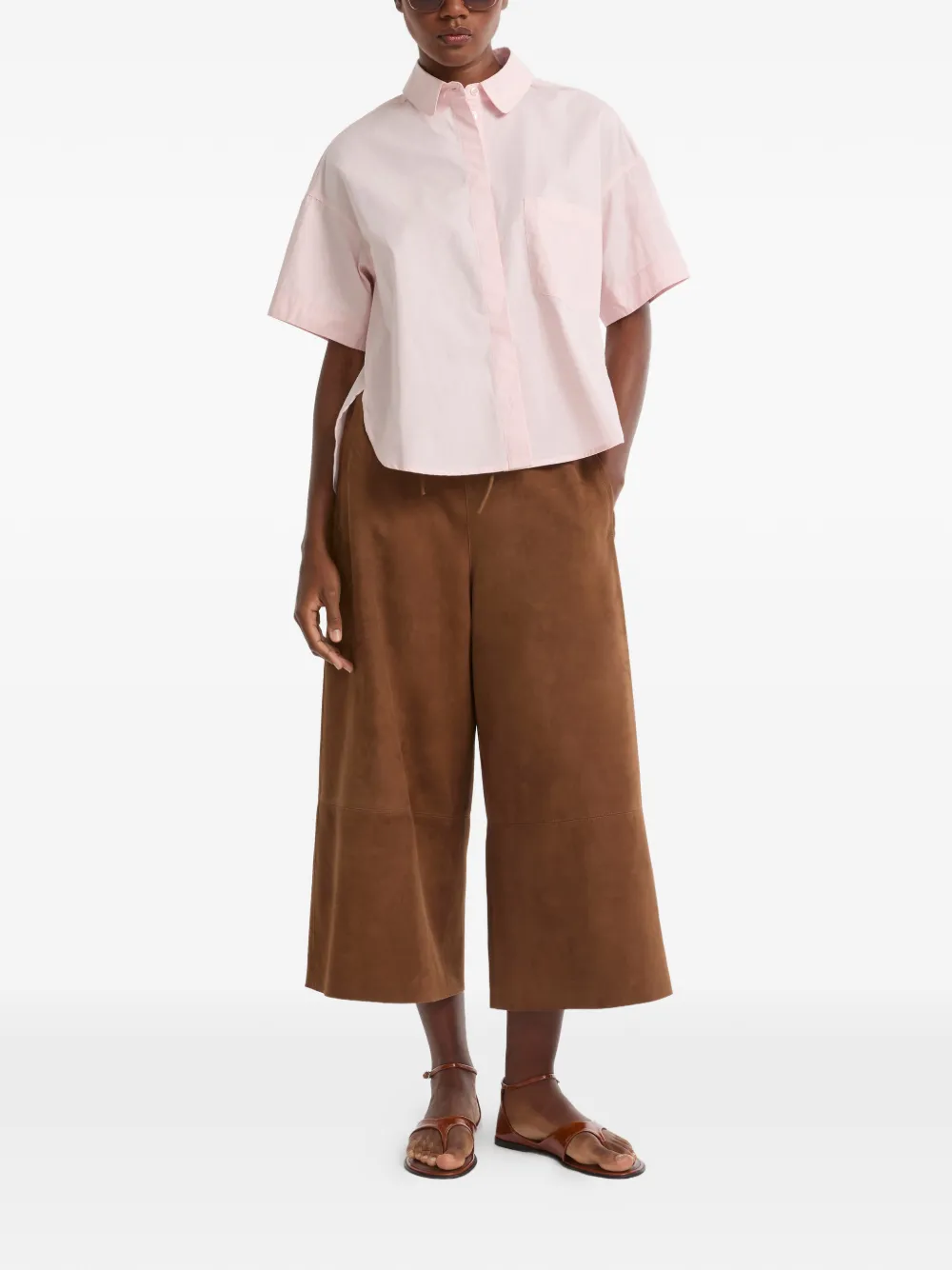 Yves Salomon Popeline blouse met korte mouwen Roze