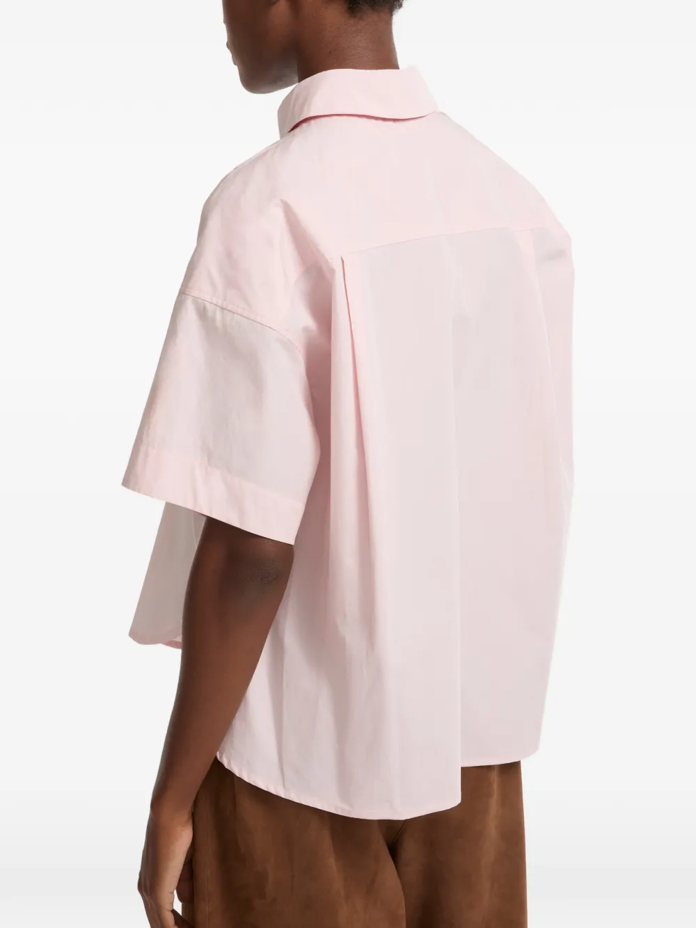 Yves Salomon Popeline blouse met korte mouwen Roze