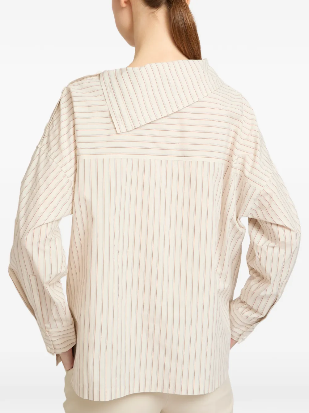 Yves Salomon Popeline blouse met asymmetrische hals Beige