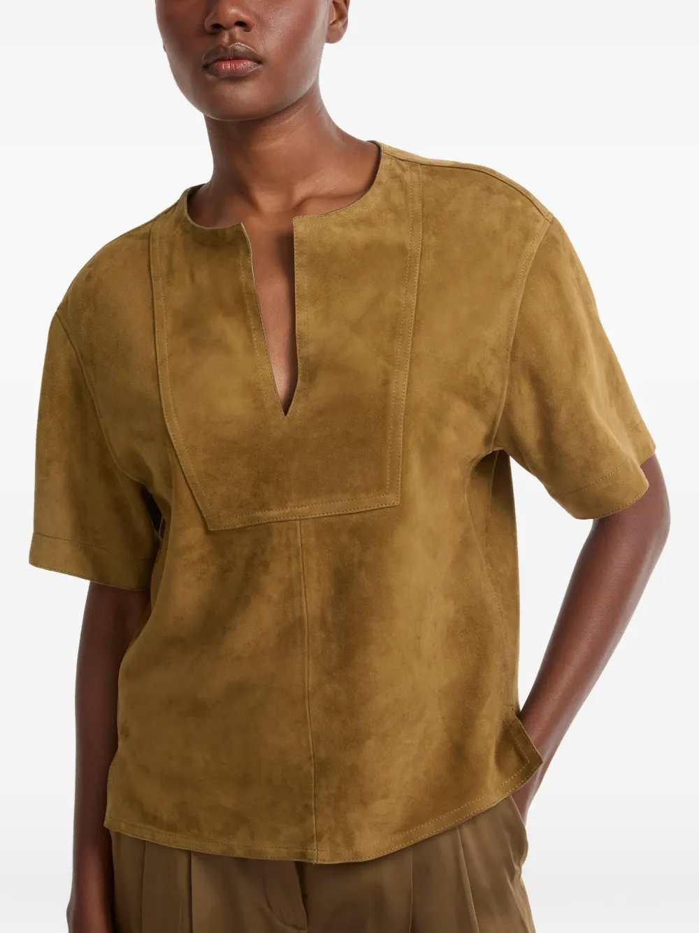 Yves Salomon Dubbelzijdige blouse met V-hals Beige