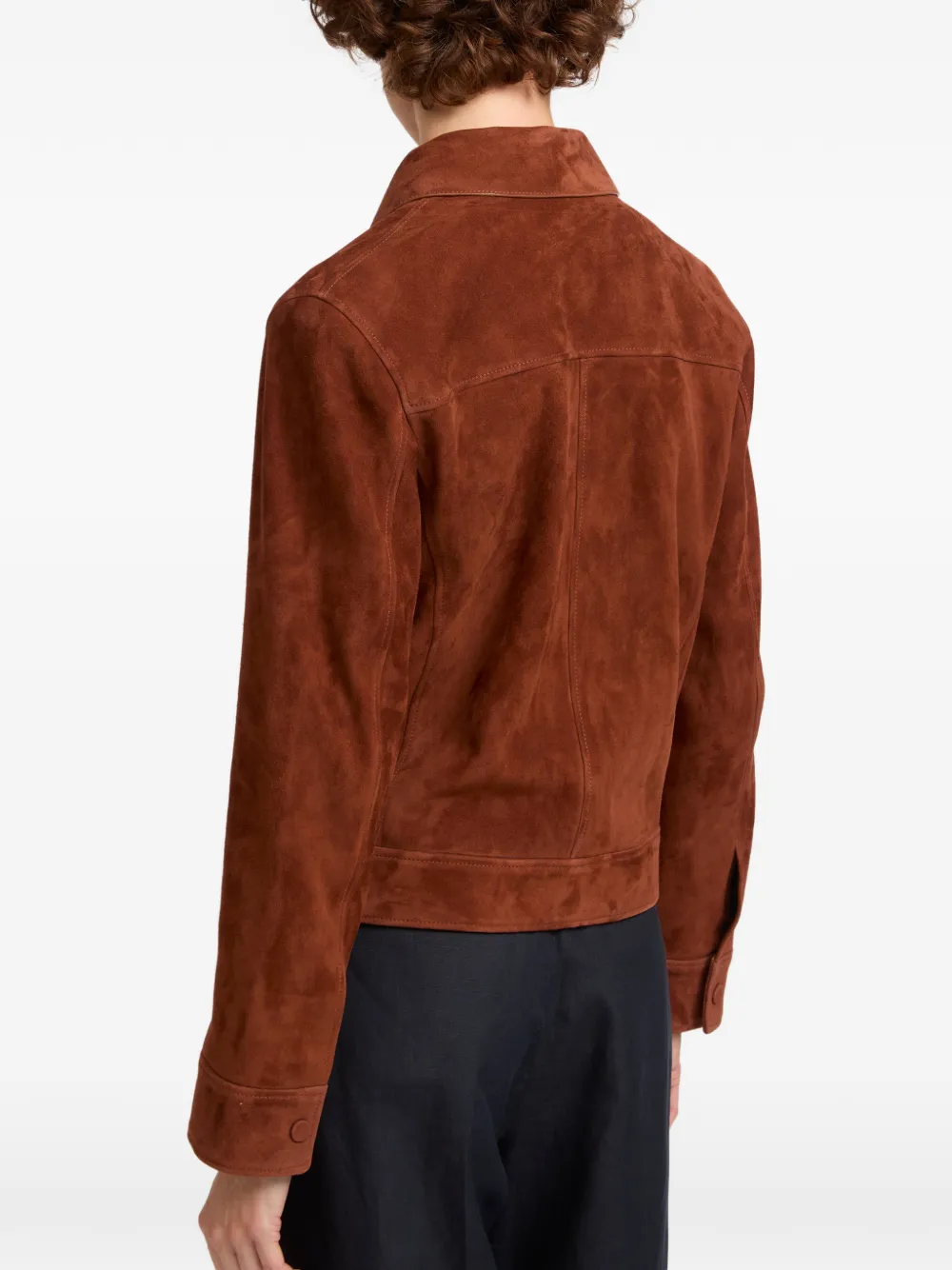  Yves Salomon Lamb Suede Jacket - Brown 