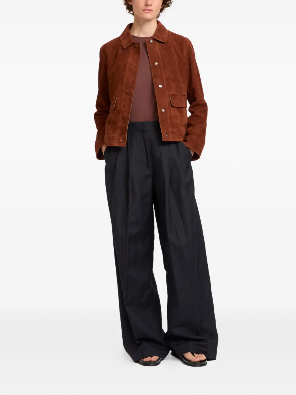  Yves Salomon Lamb Suede Jacket - Brown 