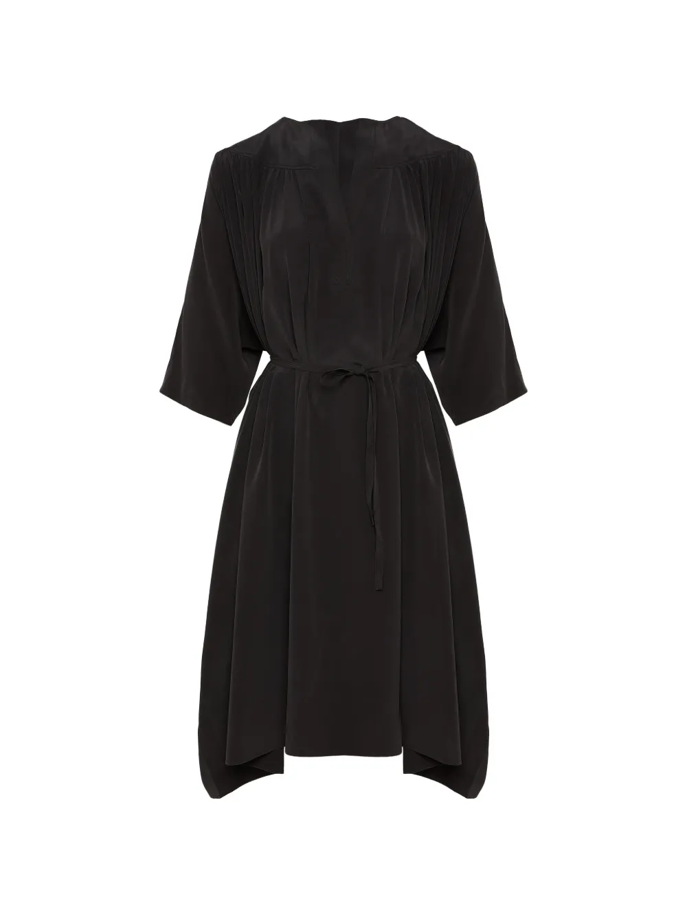 Yves Salomon V-neck tie silk midi dress - Schwarz
