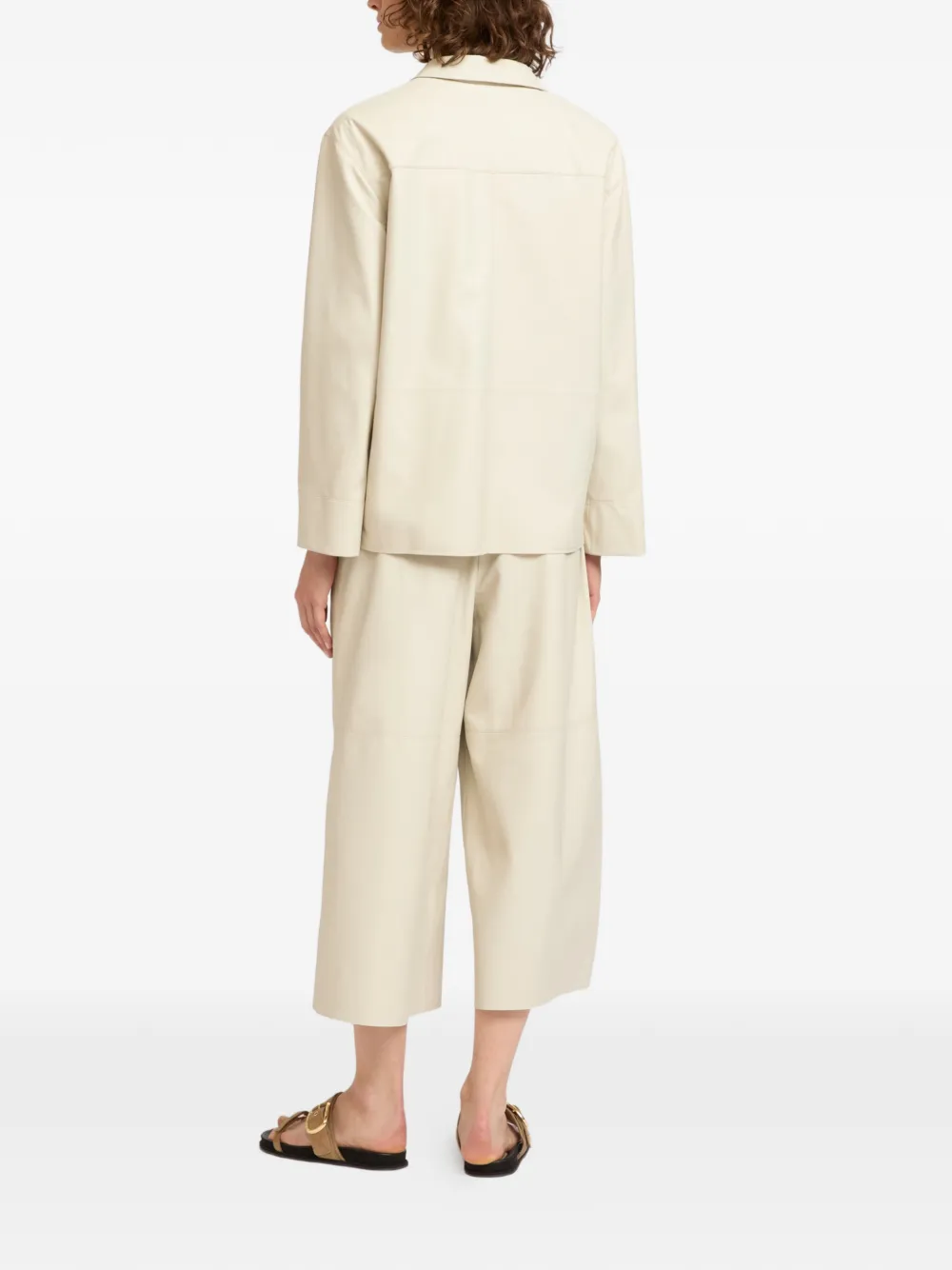  Yves Salomon Button Leather Jacket - Neutrals 