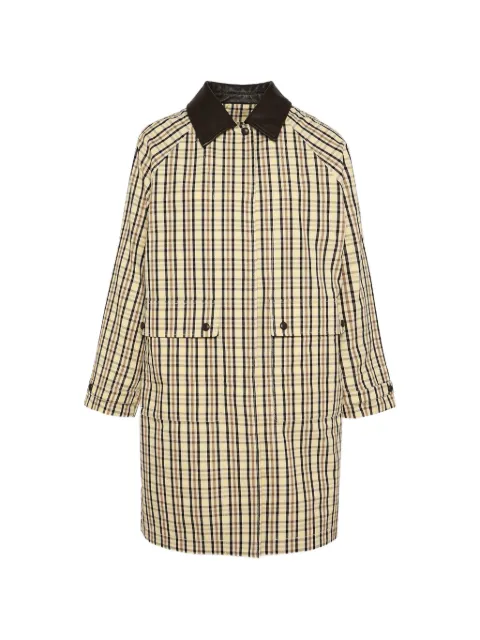 Yves Salomon check-pattern leather collar coat