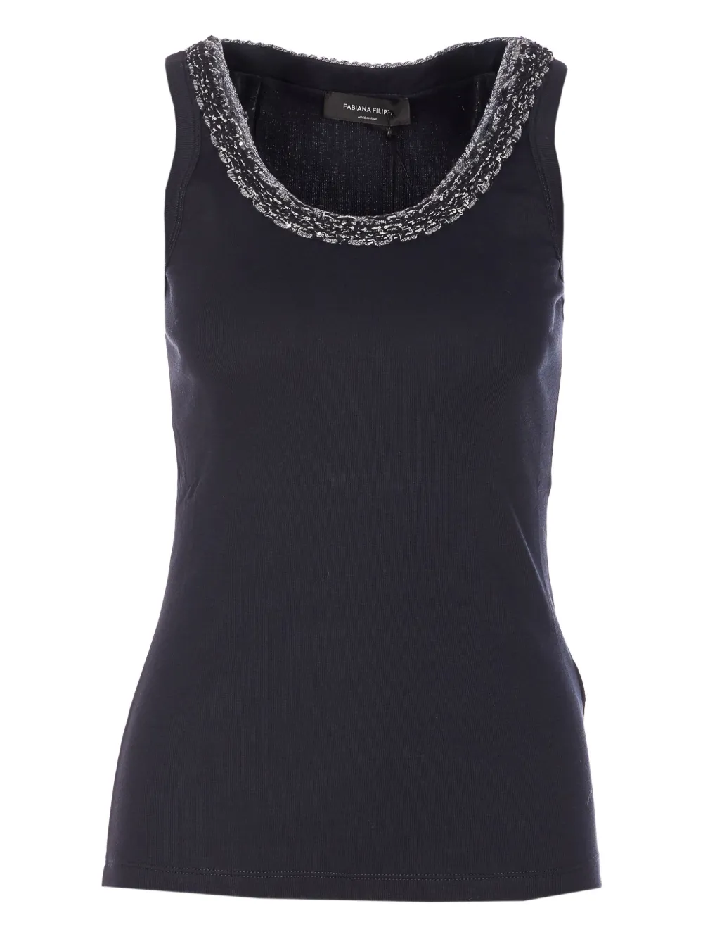 Fabiana Filippi crew-neck embellished-trim tank top - Blu