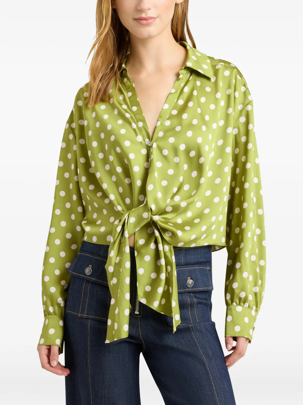  Cinq A Sept Marianna Polka Dot Top - Green 