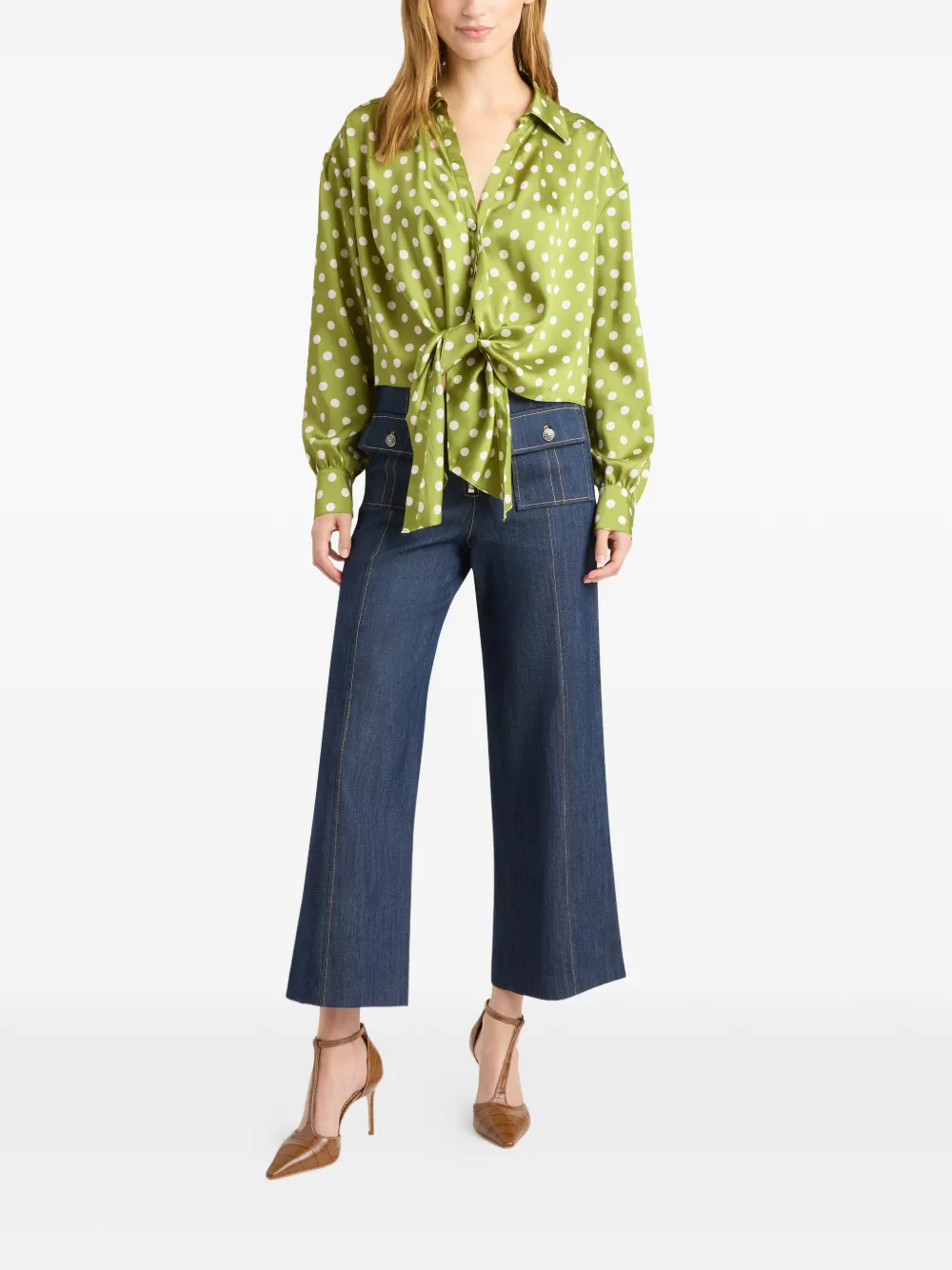  Cinq A Sept Marianna Polka Dot Top - Green 